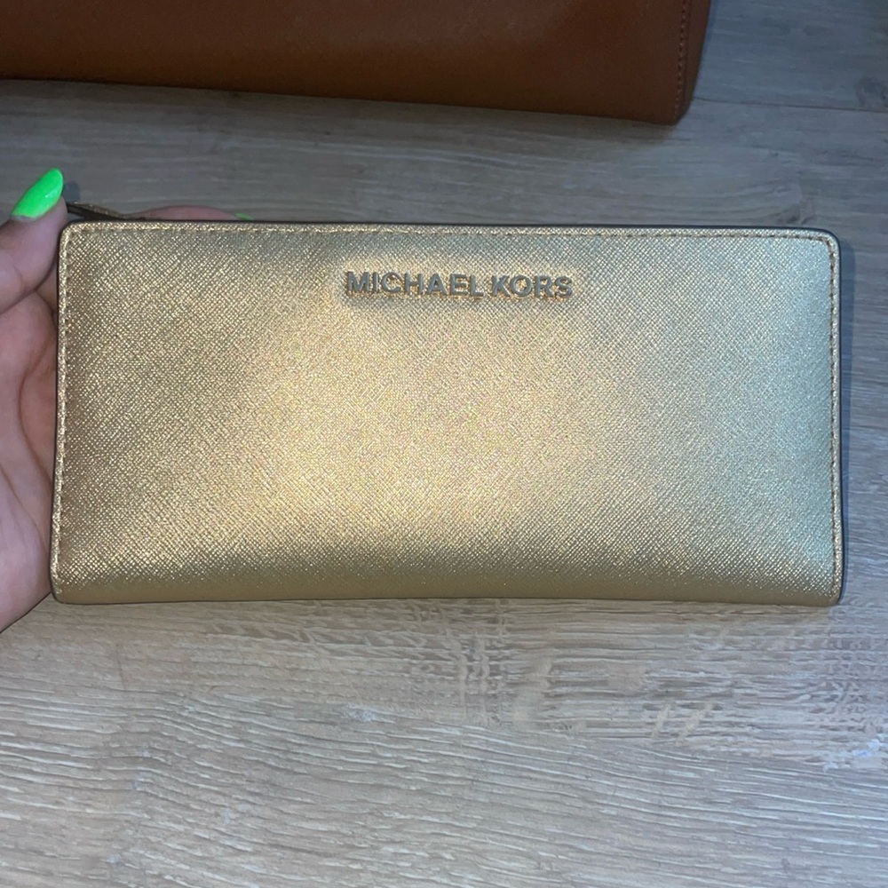 Michael Kors Gold wallet and thin card wallet